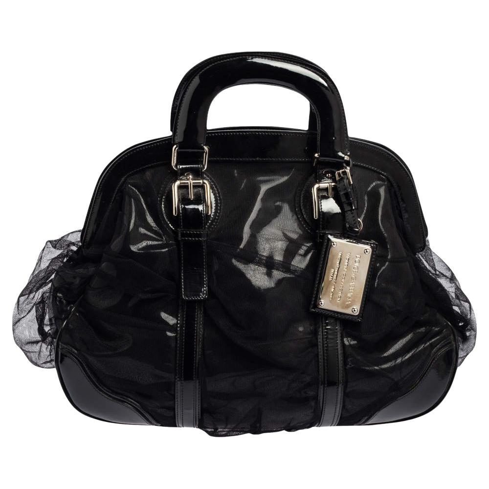 Dolce and Gabbana Black Lace and Patent Leather Miss Romantique