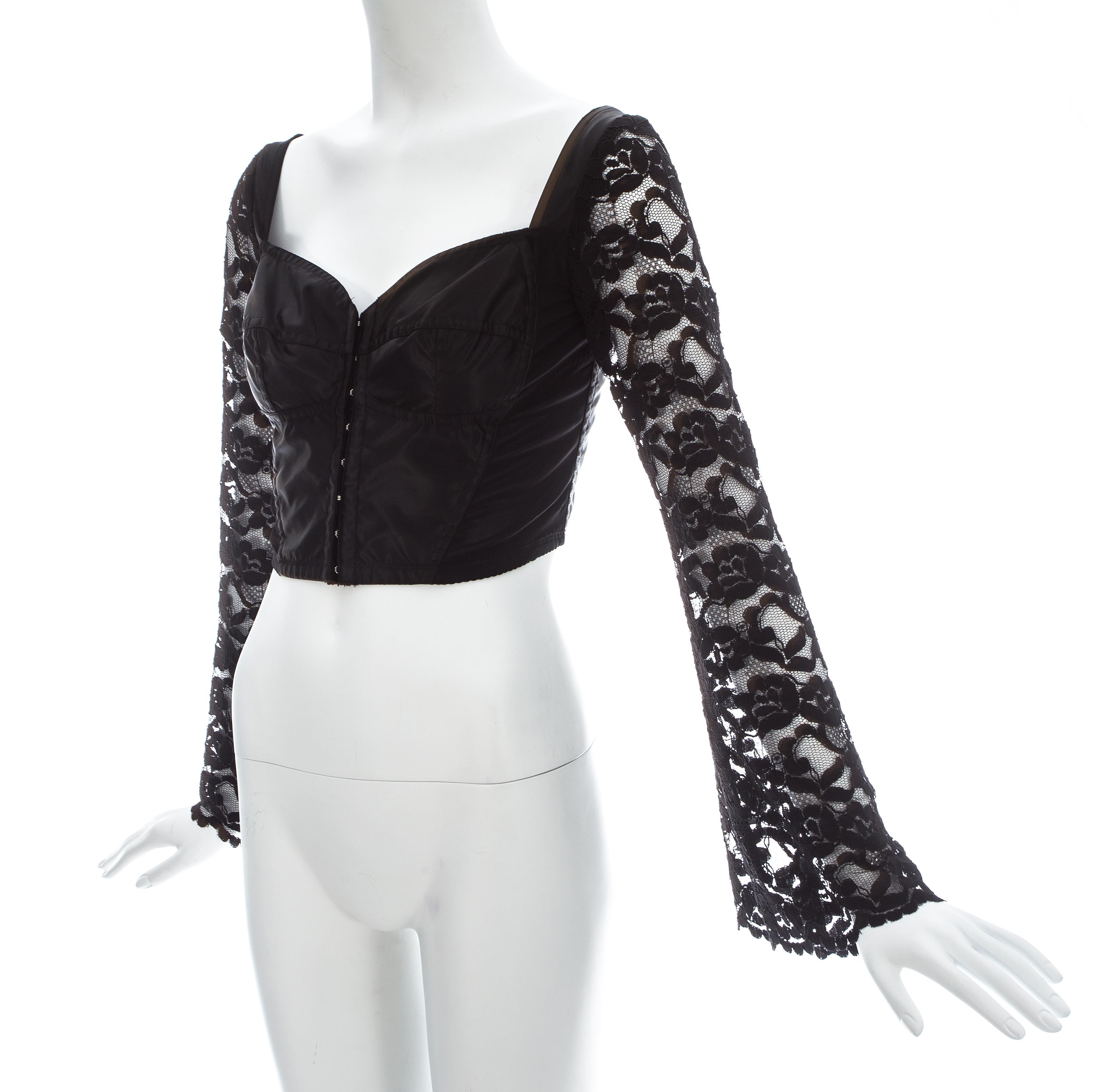 Black Dolce & Gabbana black lace and satin corset blouse, c. 1993 