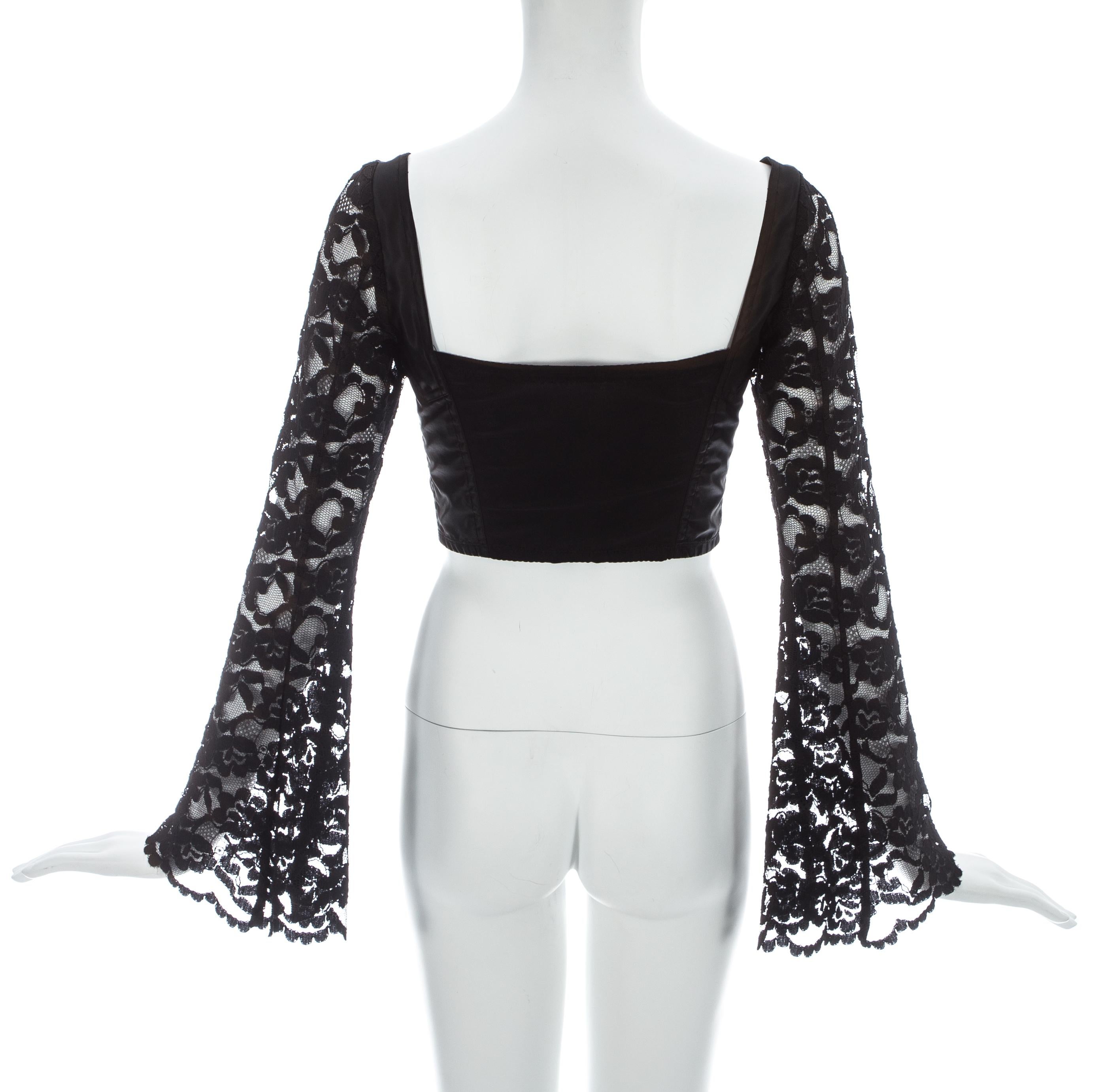 Women's or Men's Dolce & Gabbana black lace and satin corset blouse, c. 1993 
