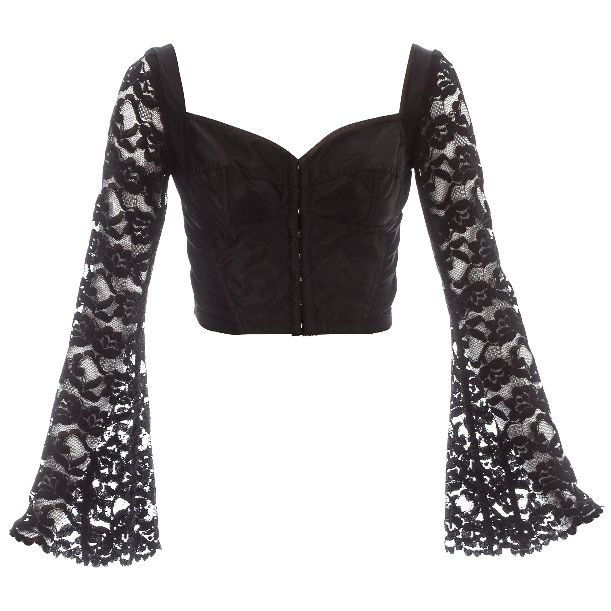 Dolce and Gabbana black lace and satin corset blouse, c. 1993 at 1stDibs