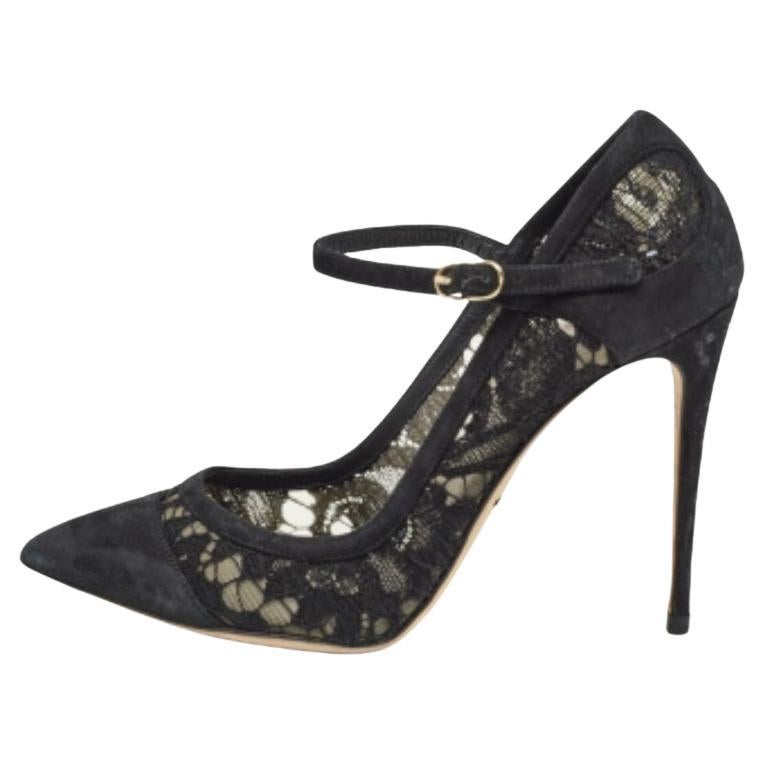 Dolce & Gabbana Bombas negras de encaje y ante talla 38 en venta