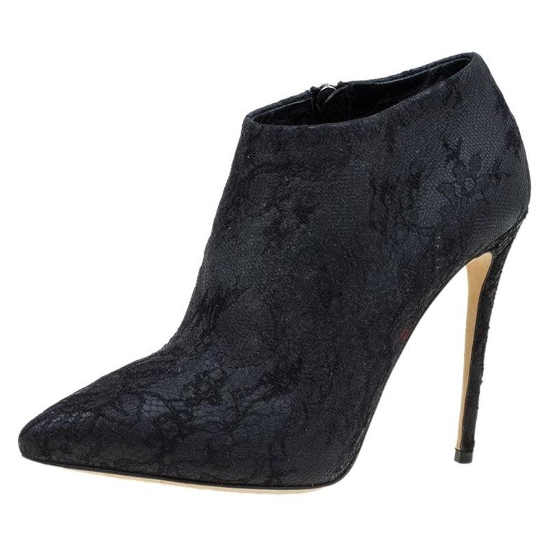 Dolce and Gabbana Black Lace Ankle Boots Size 36 For Sale at 1stDibs