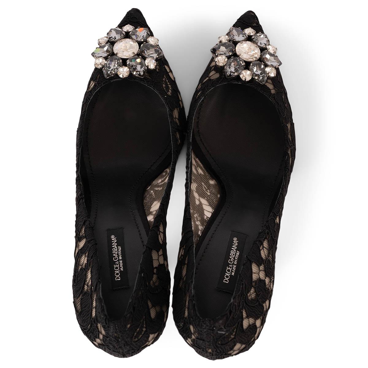 DOLCE & GABBANA black LACE BELLUCCI Pumps Shoes 39.5 For Sale 1