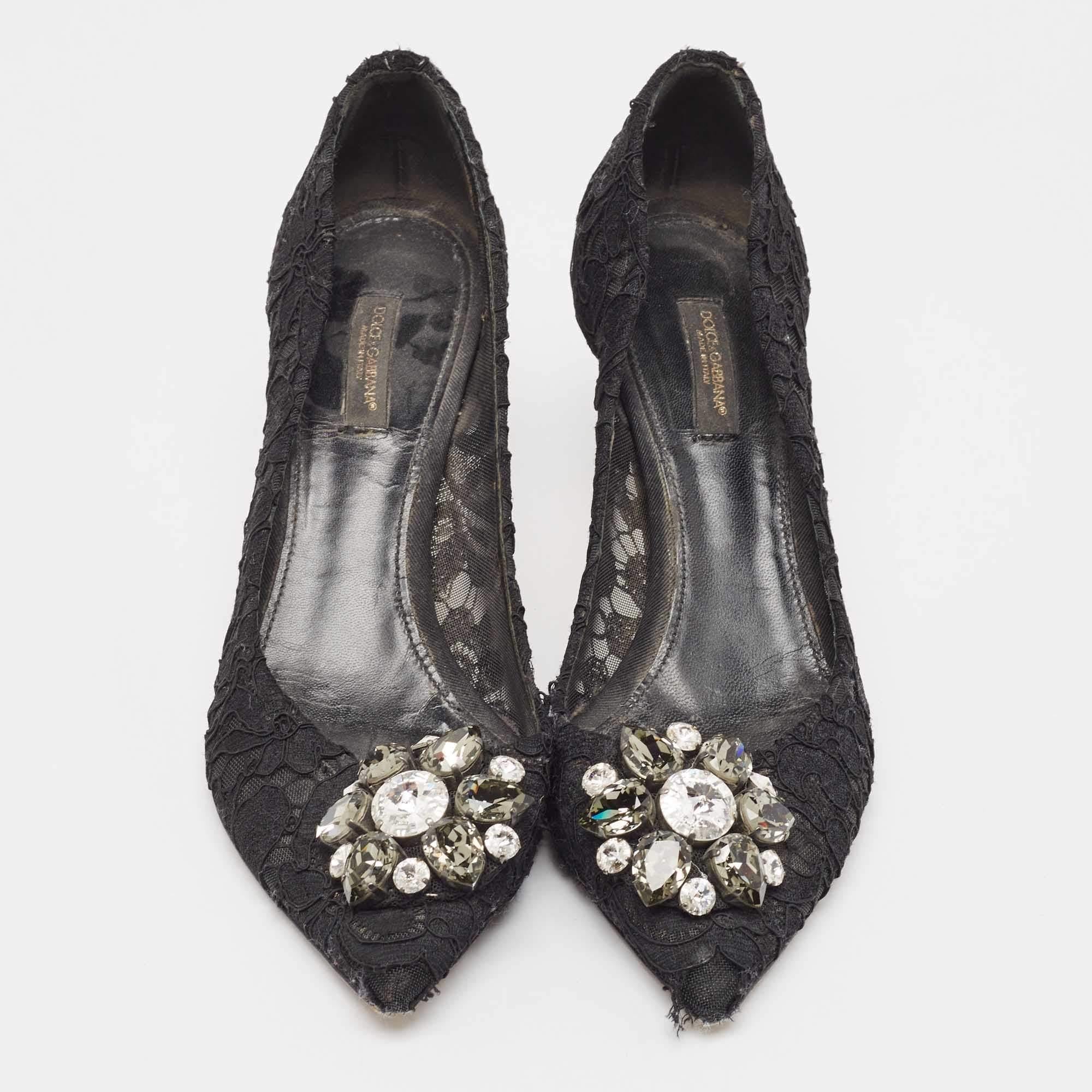 Bombas Dolce & Gabbana Bellucci de encaje negro Talla 38.5 Negro en venta