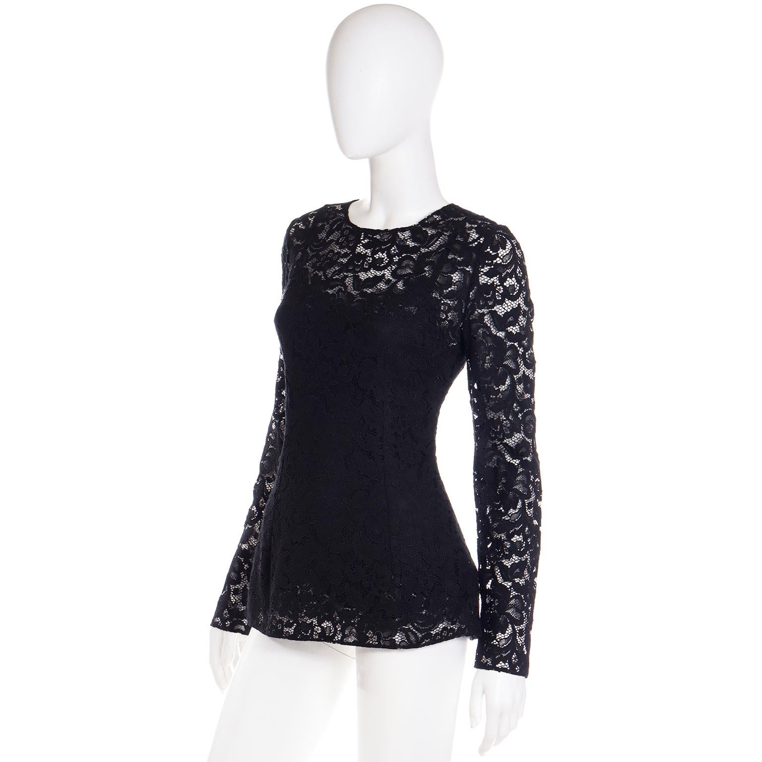 black top with lace sleeves