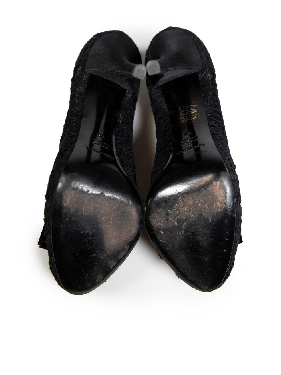 Women's Dolce & Gabbana Black Lace Bow Platform Heels Size IT 39 For Sale