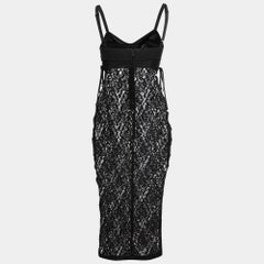 Dolce & Gabbana Black Lace Bustier Bodycon Midi Dress XS