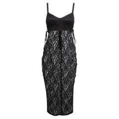 Dolce & Gabbana Black Lace Bustier Bodycon Midi Dress XS