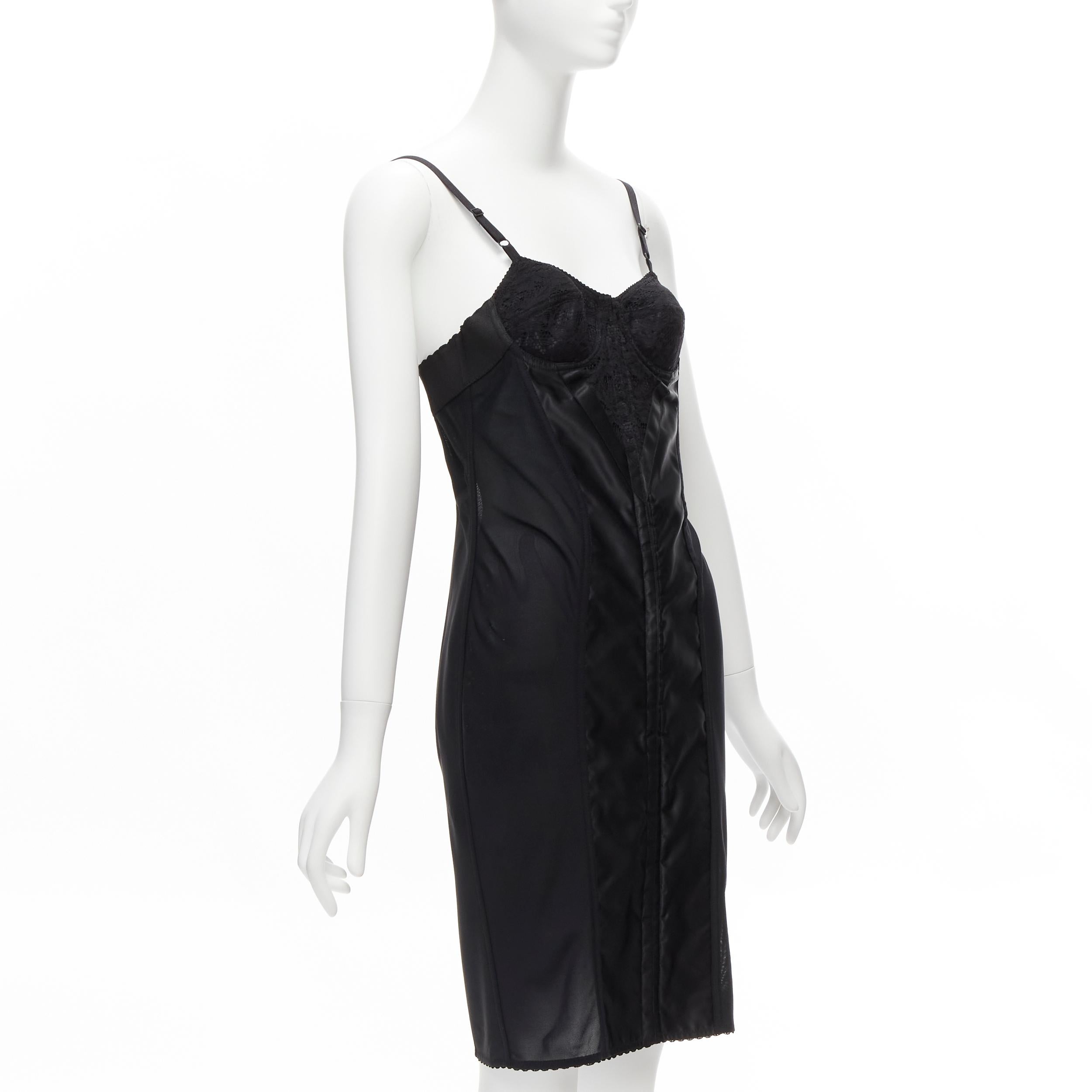Black DOLCE GABBANA black lace bustier boned corset cocktail dress IT38 XS For Sale