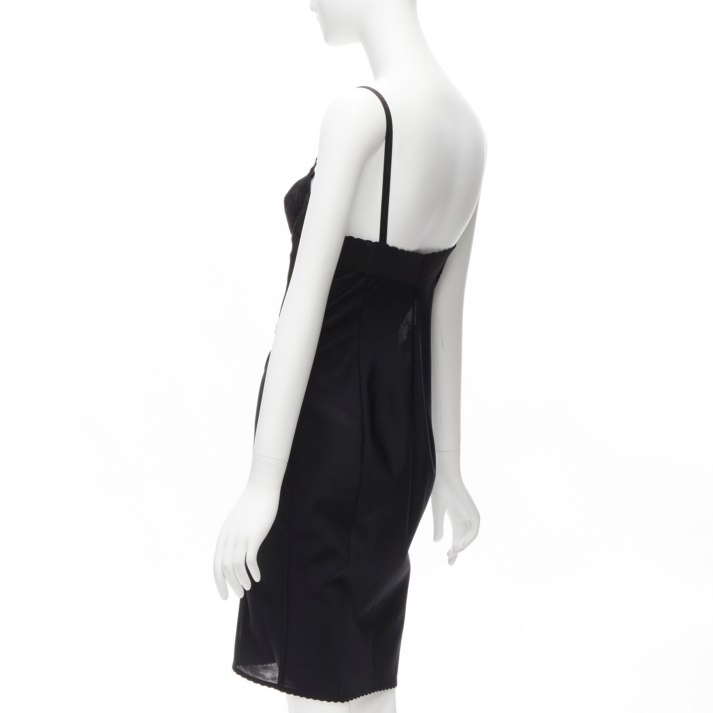 DOLCE GABBANA black lace bustier boned corset cocktail dress IT38 XS For Sale 1