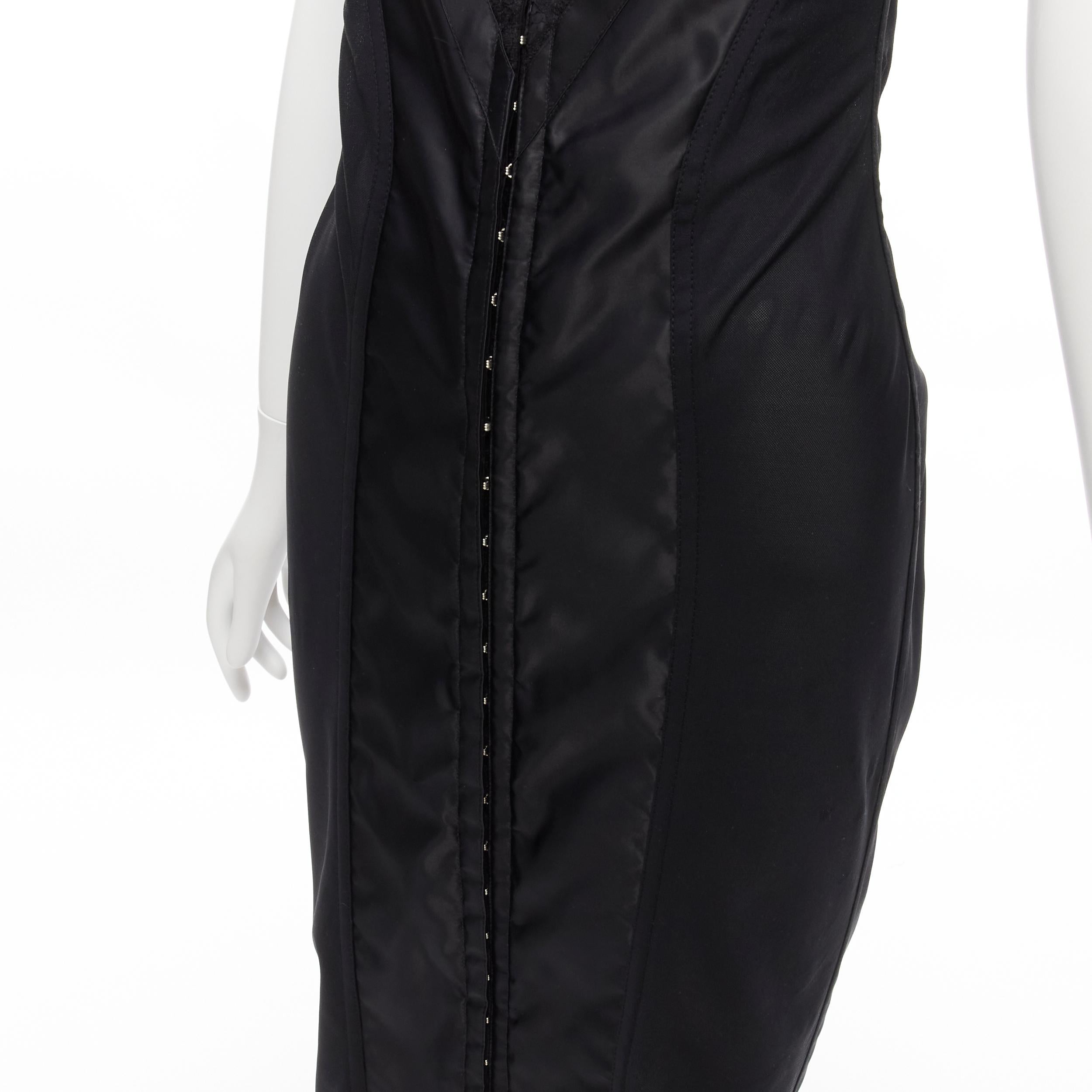 DOLCE GABBANA black lace bustier boned corset cocktail dress IT38 XS For Sale 2