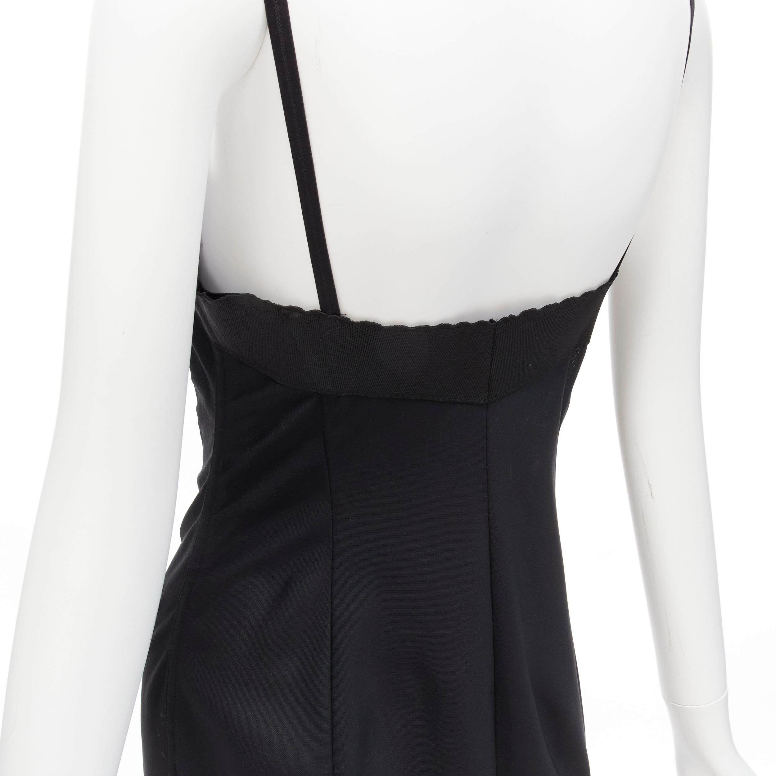 DOLCE GABBANA black lace bustier boned corset cocktail dress IT38 XS For Sale 3