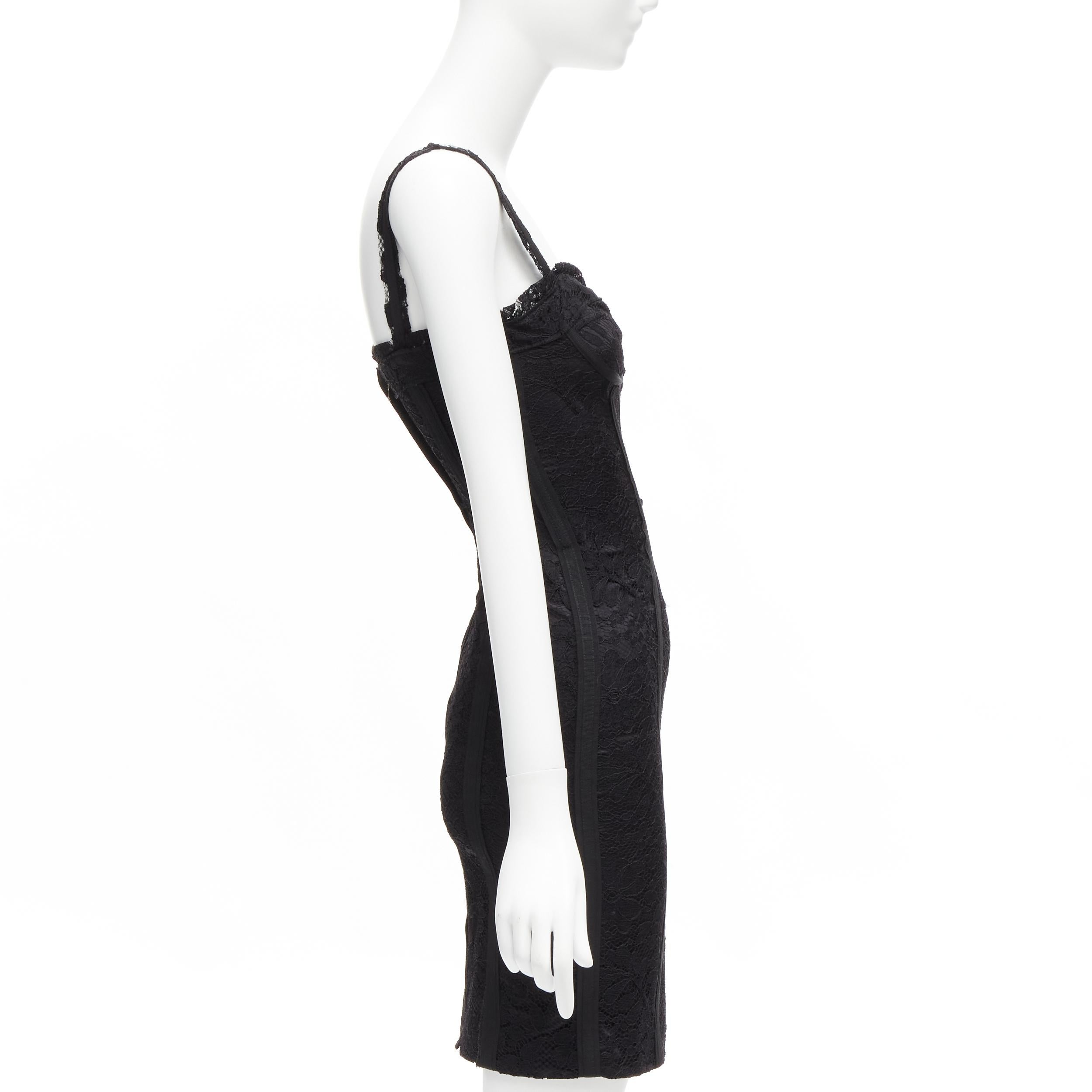 DOLCE GABBANA corpiño de encaje negro corsé deshuesado a la vista vestido de cóctel IT36 XXS en Excelente estado para la venta en Hong Kong, NT