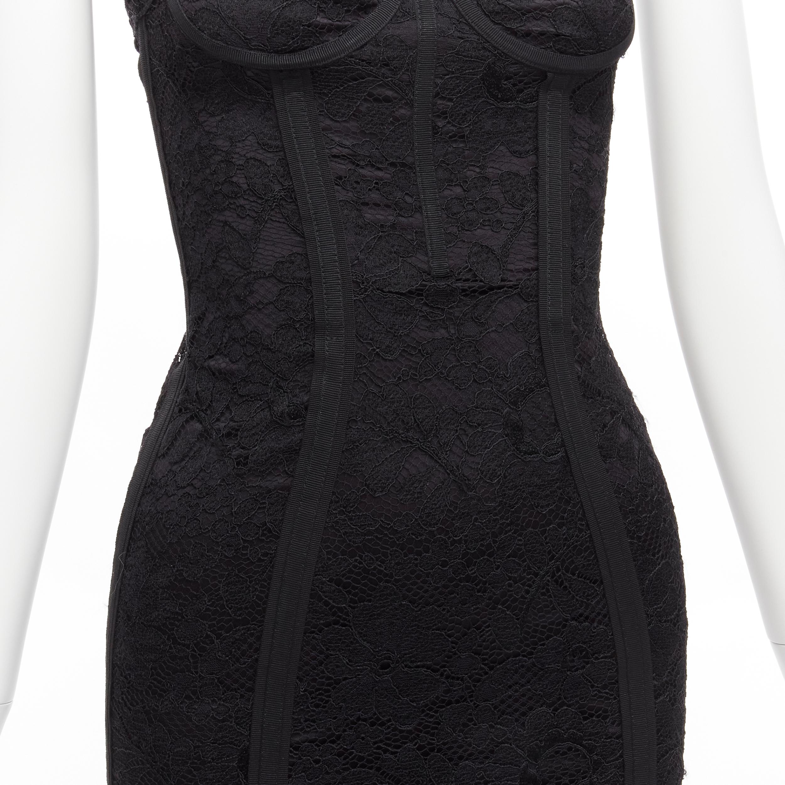 DOLCE GABBANA corpiño de encaje negro corsé deshuesado a la vista vestido de cóctel IT36 XXS en venta 2