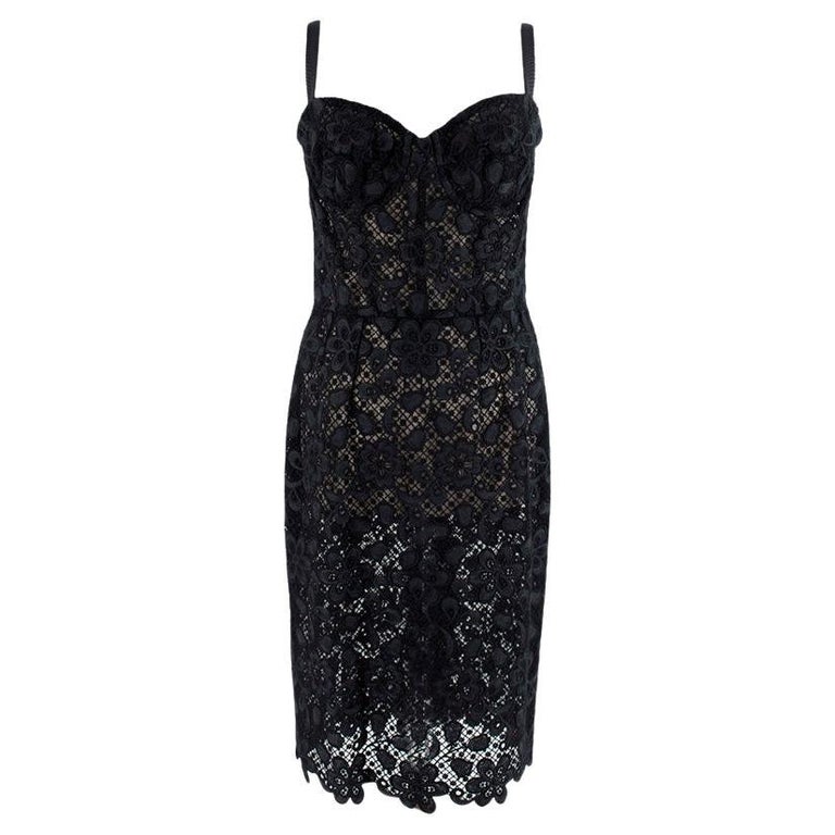 Dolce and Gabbana Black Lace Bustier Pencil Dress at 1stDibs
