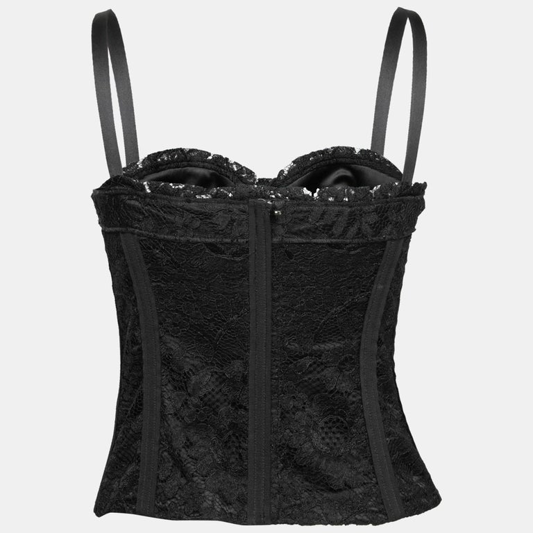 Dolce & Gabbana Black Corset Belt Stretch Waist Strap Silk Top main image 1