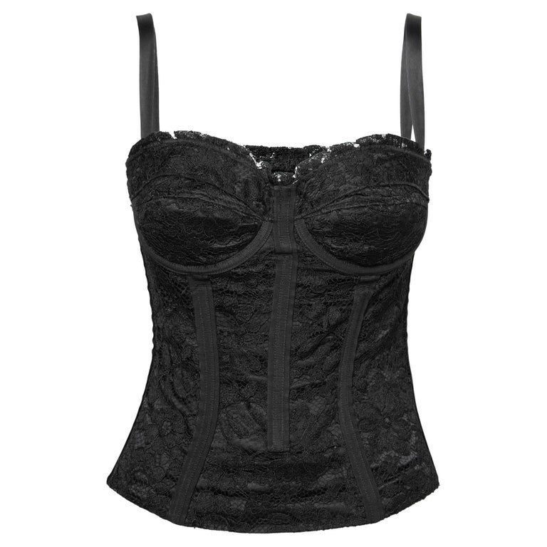 Dolce & Gabbana Black Polyester LaceUp Waist Cincher Corset Top