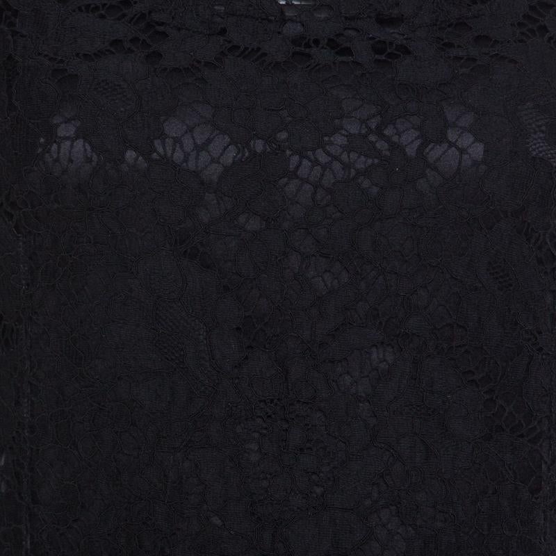Women's Dolce & Gabbana Black Lace Detail Full Sleeve Midi Dress S