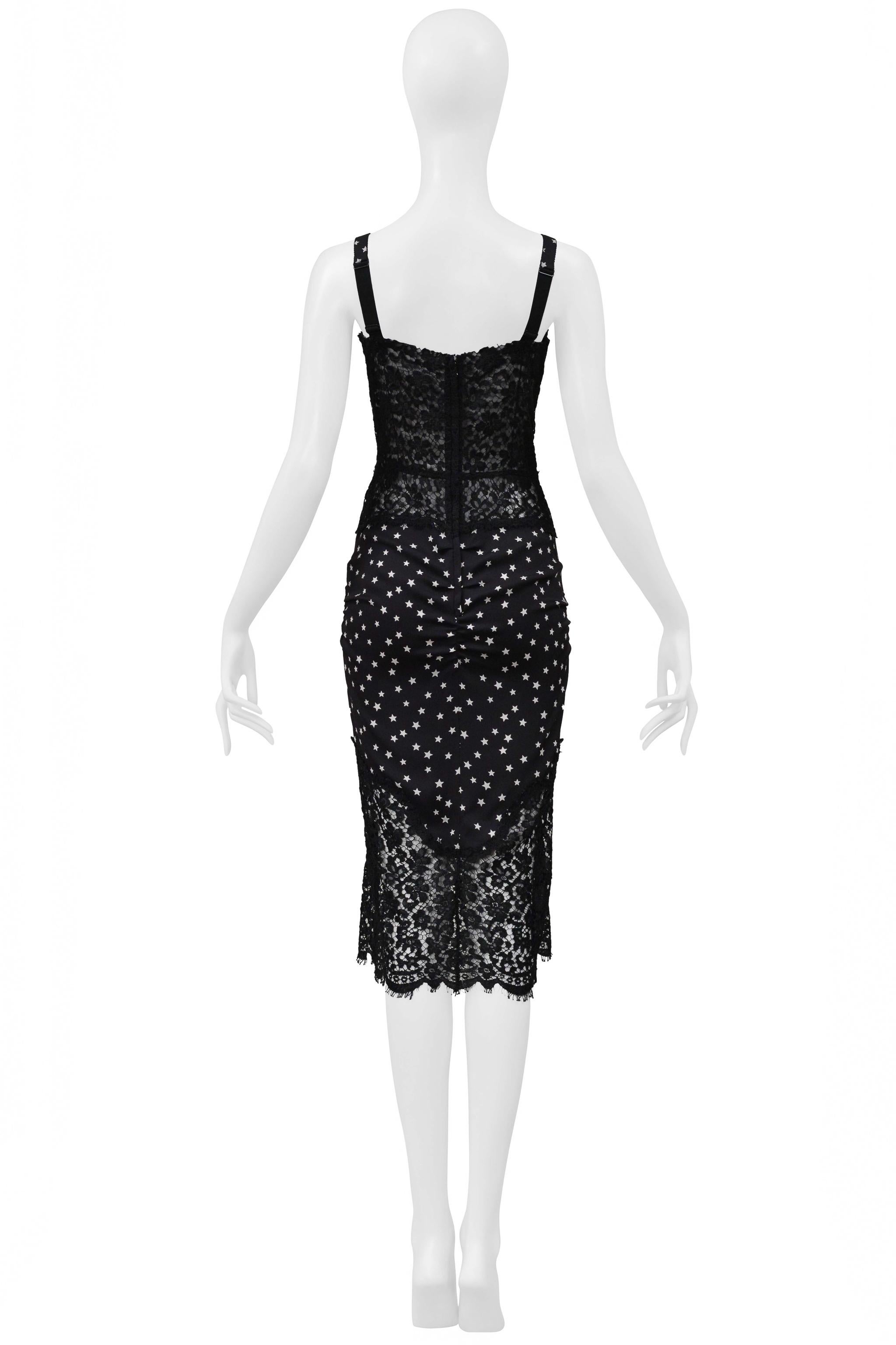 Dolce & Gabbana Black Lace Dress With Star Print 2011 Damen im Angebot