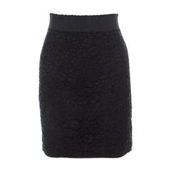 Dolce & Gabbana Black Lace Elastic Waistband Mini Skirt S