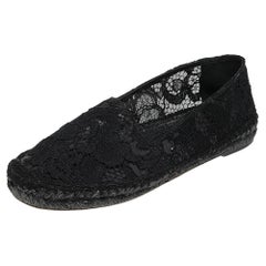Dolce & Gabbana Black Lace Espadrille Flats Size 38