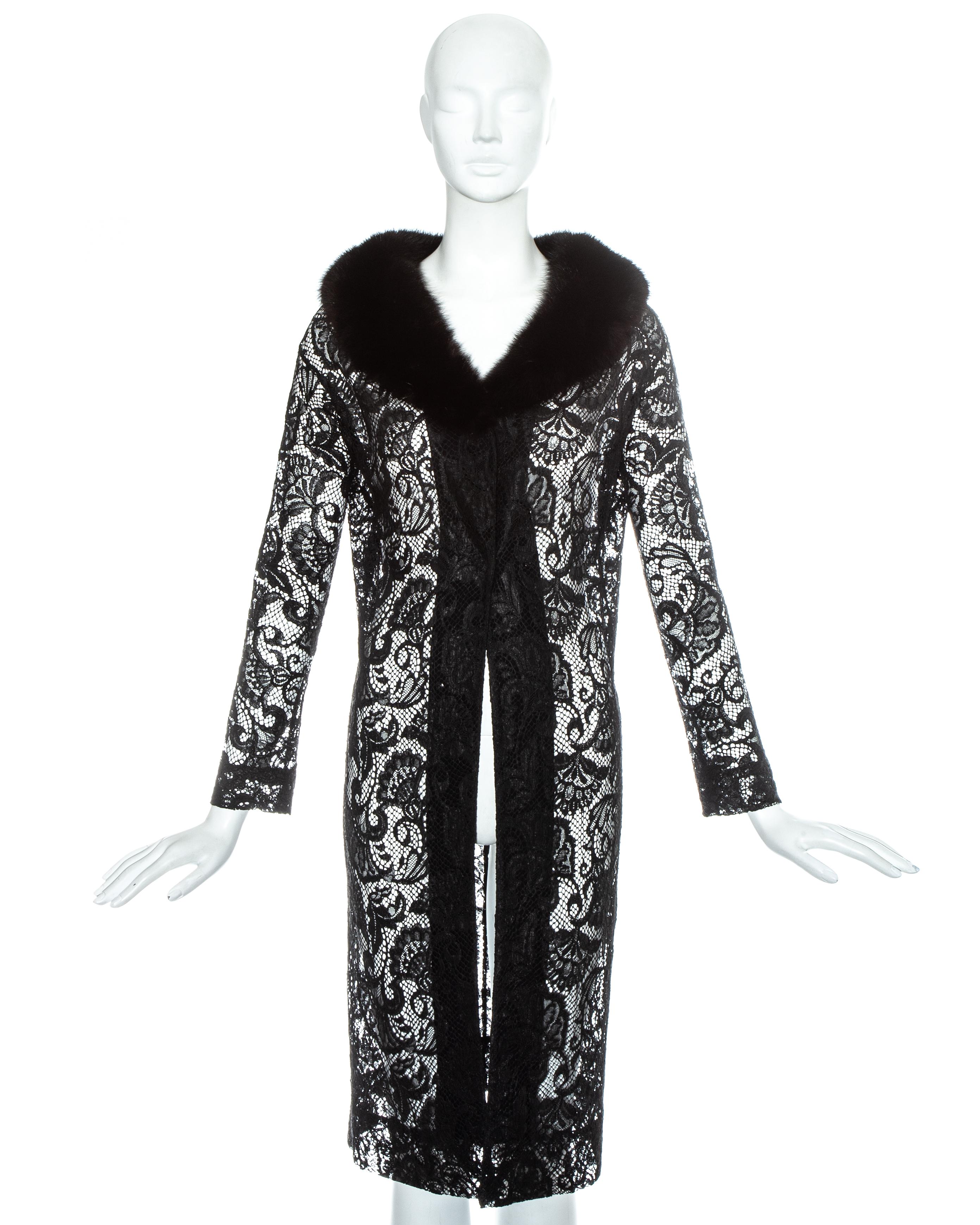 Dolce & Gabbana black lace evening coat with mink cur collar and detachable wool lining.

Fall-Winter 1997
