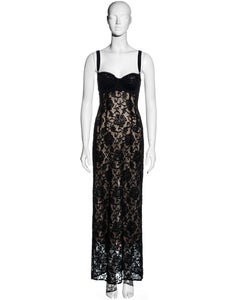 Dolce & Gabbana black lace evening dress with attached bra, ss 1997