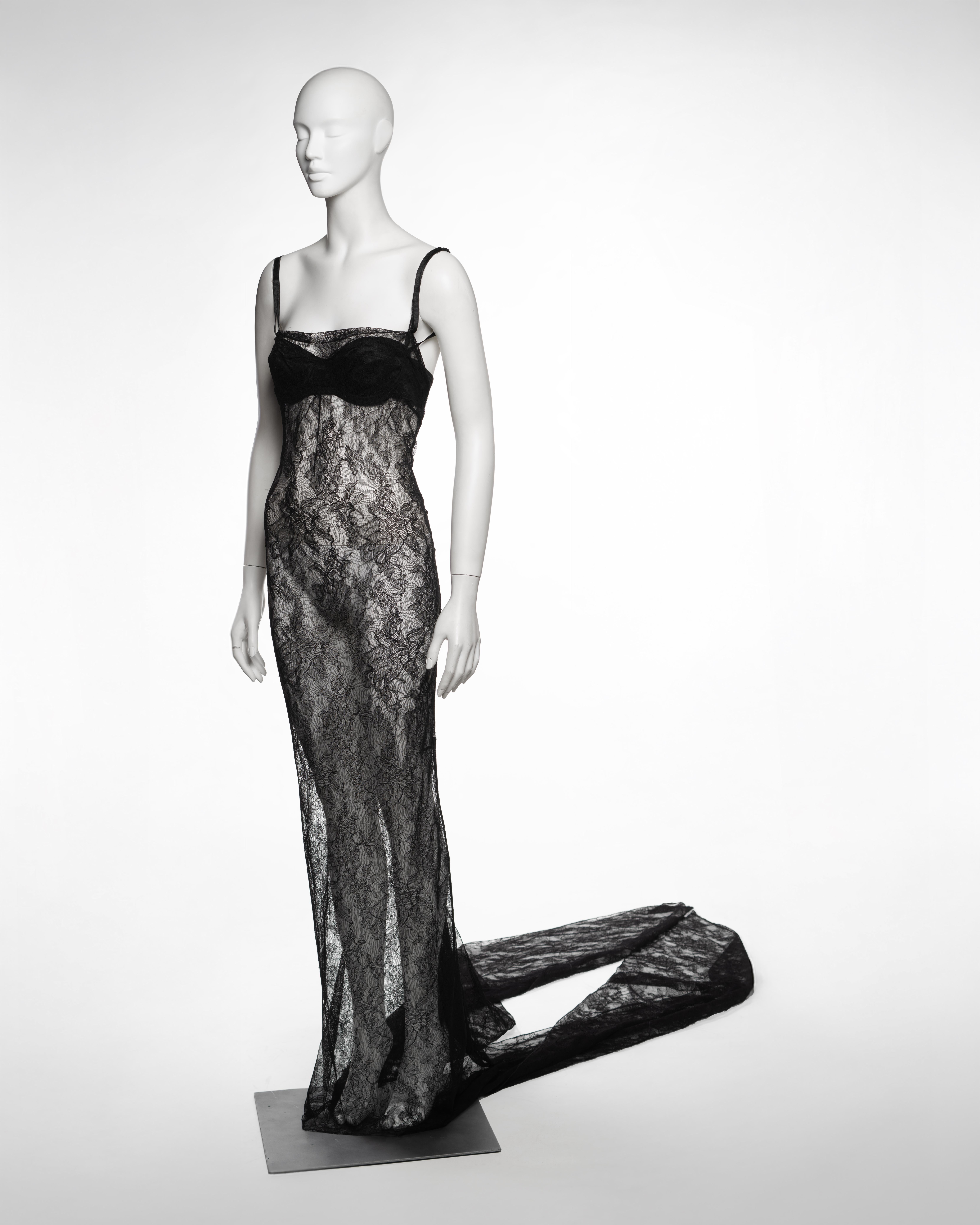 Dolce & Gabbana Black Lace Evening Dress with Integrated Bra, SS 1999 For Sale 8
