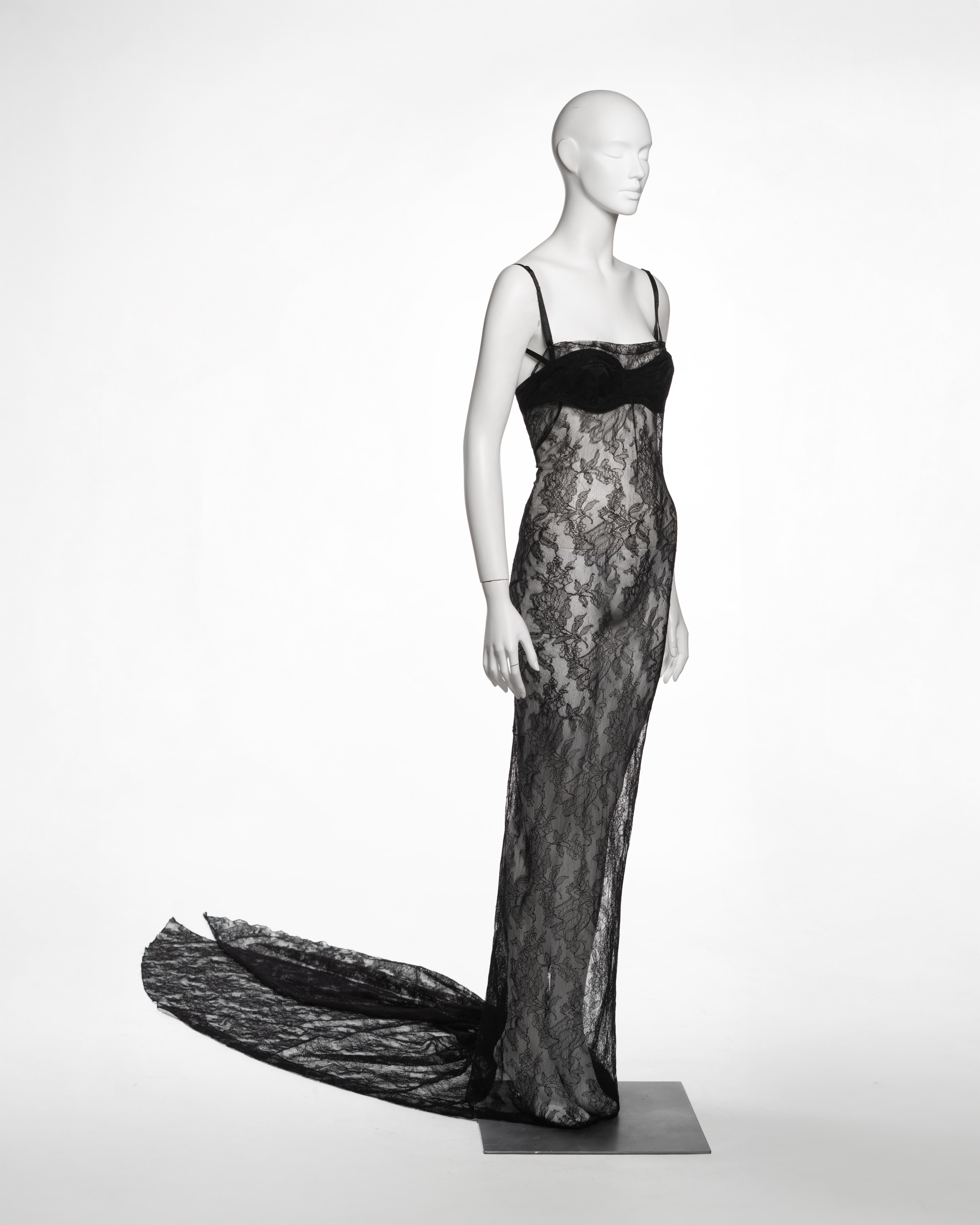 Dolce & Gabbana Black Lace Evening Dress with Integrated Bra, SS 1999 For Sale 2