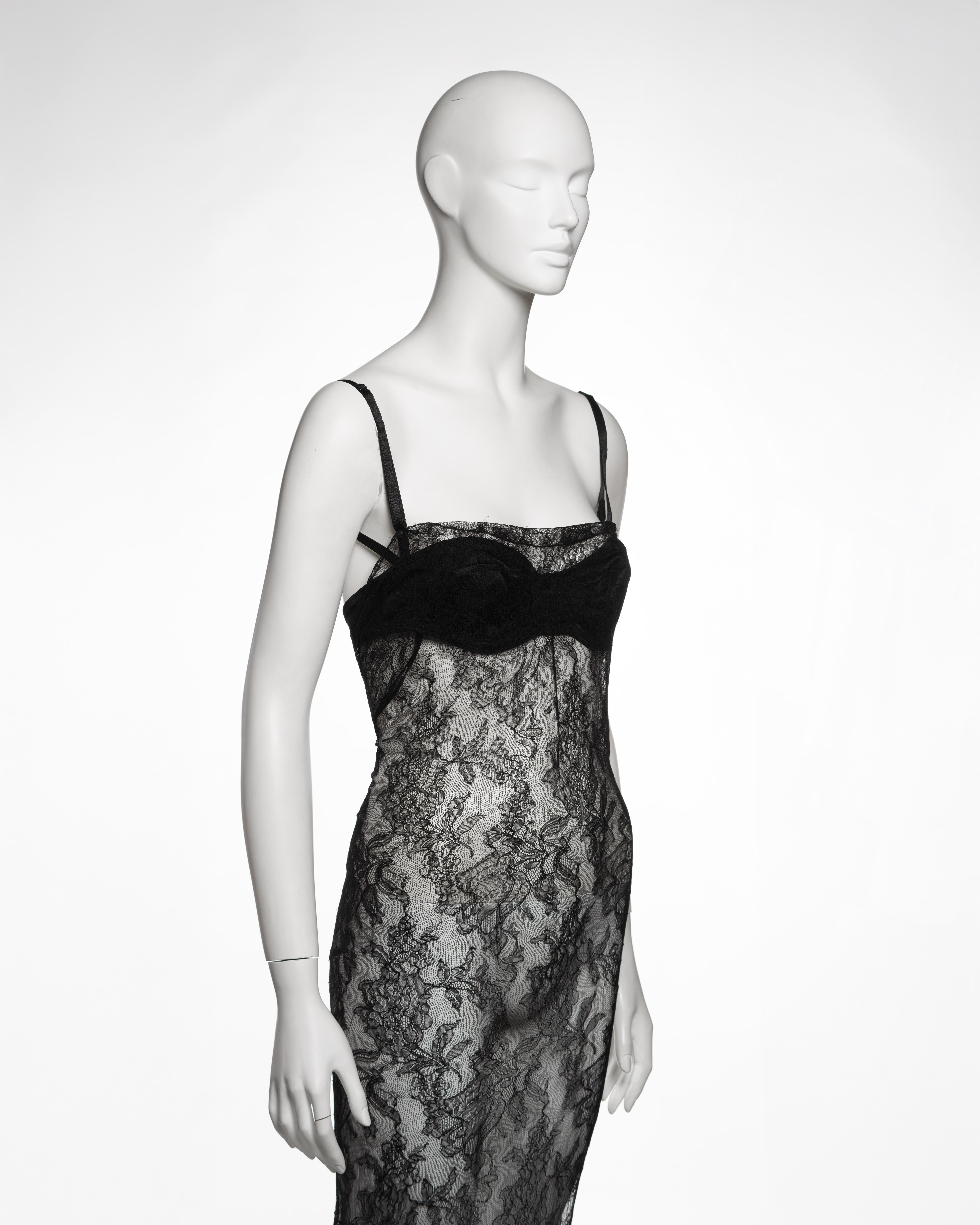 Dolce & Gabbana Black Lace Evening Dress with Integrated Bra, SS 1999 For Sale 3