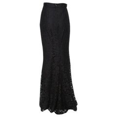 Dolce & Gabbana Black Lace Fit & Flare Maxi Skirt S
