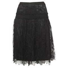 Dolce & Gabbana Black Lace Flared Knee Length Skirt S