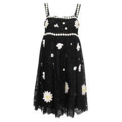Dolce & Gabbana Black Lace Floral Applique Mini Dress M