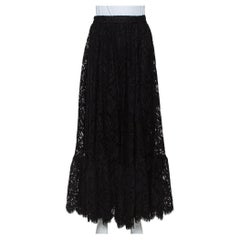 Dolce & Gabbana Black Lace Full Circle Maxi Skirt L