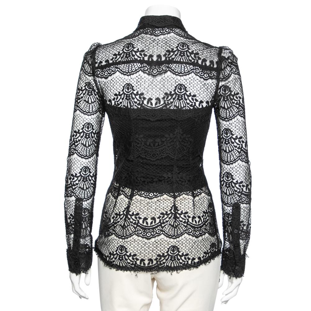 Women's Dolce & Gabbana Black Lace Full Sleeve Shirt S For Sale