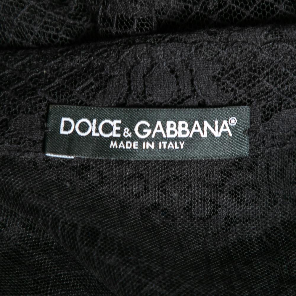 Dolce & Gabbana Black Lace Full Sleeve Shirt S For Sale 2