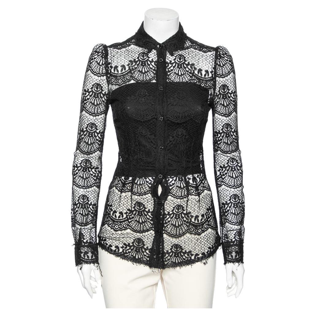 Dolce & Gabbana Black Lace Full Sleeve Shirt S For Sale