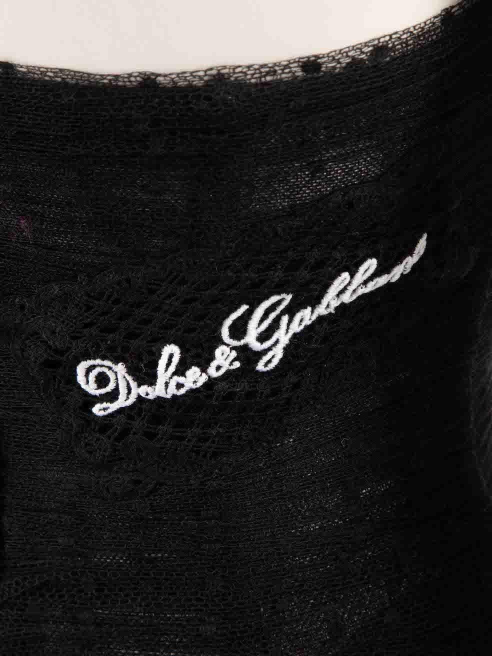 Dolce & Gabbana Black Lace Heart Crystal Dress Size XS In Excellent Condition In London, GB