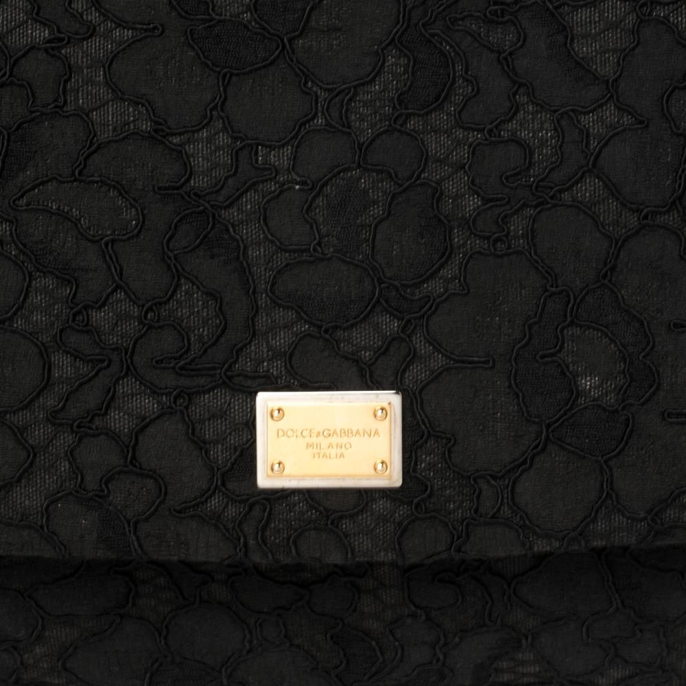 Dolce & Gabbana Black Lace Large Miss Sicily Top Handle Bag 4