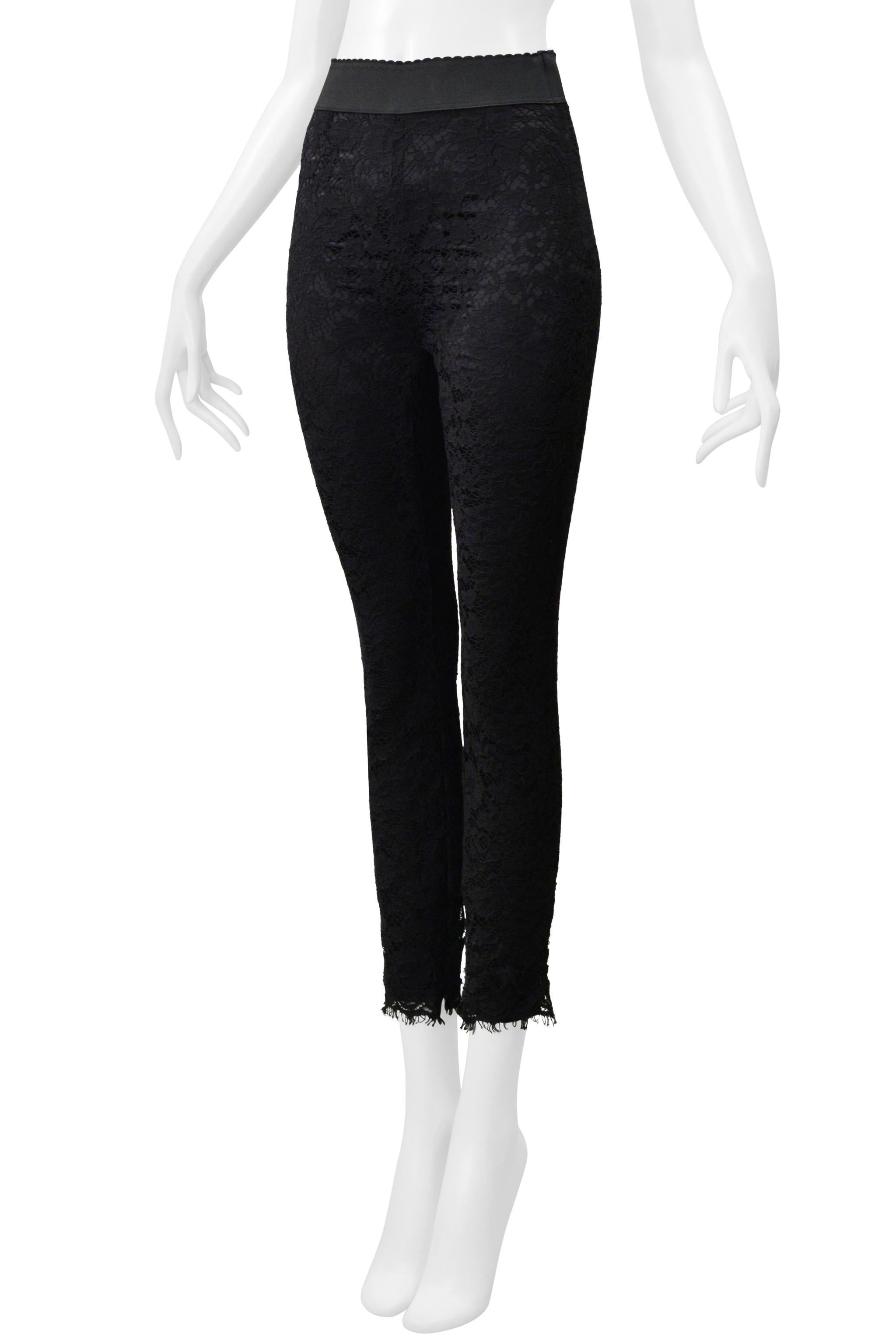 Dolce & Gabbana Black Lace Leggings With Stretch In Excellent Condition In Los Angeles, CA