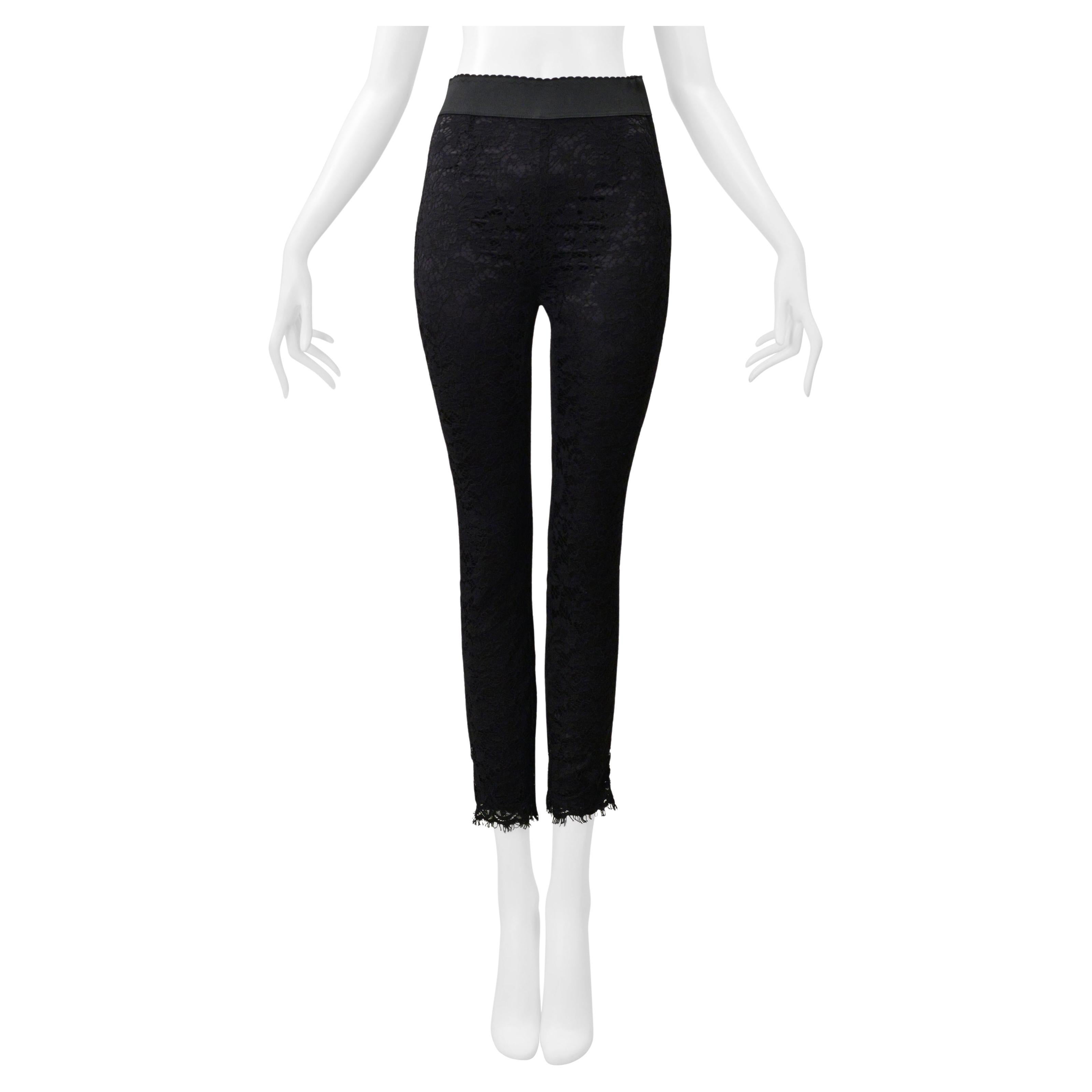 Dolce & Gabbana Black Lace Leggings With Stretch