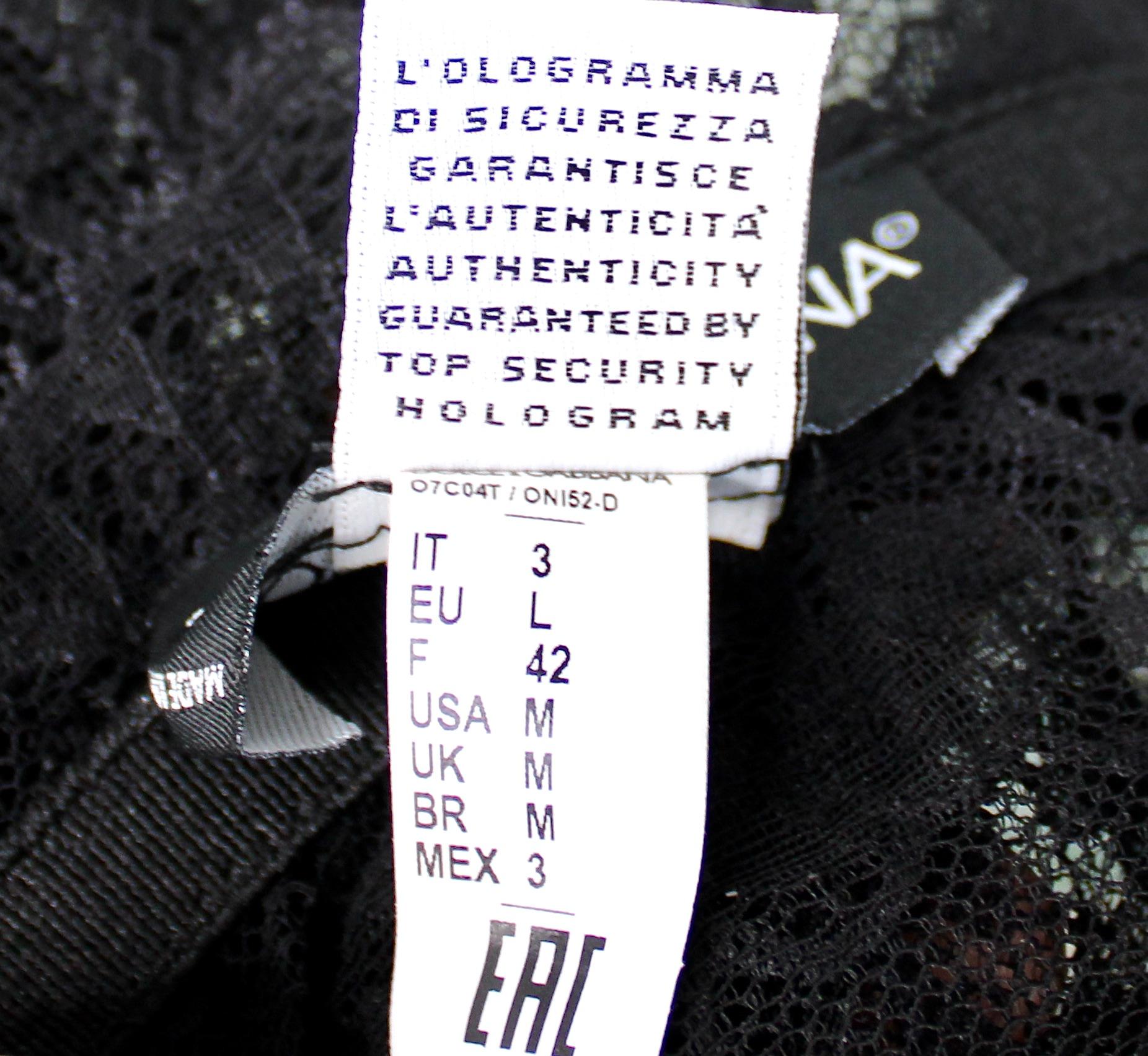 Bralette largo de encaje negro Dolce & Gabbana en venta 5