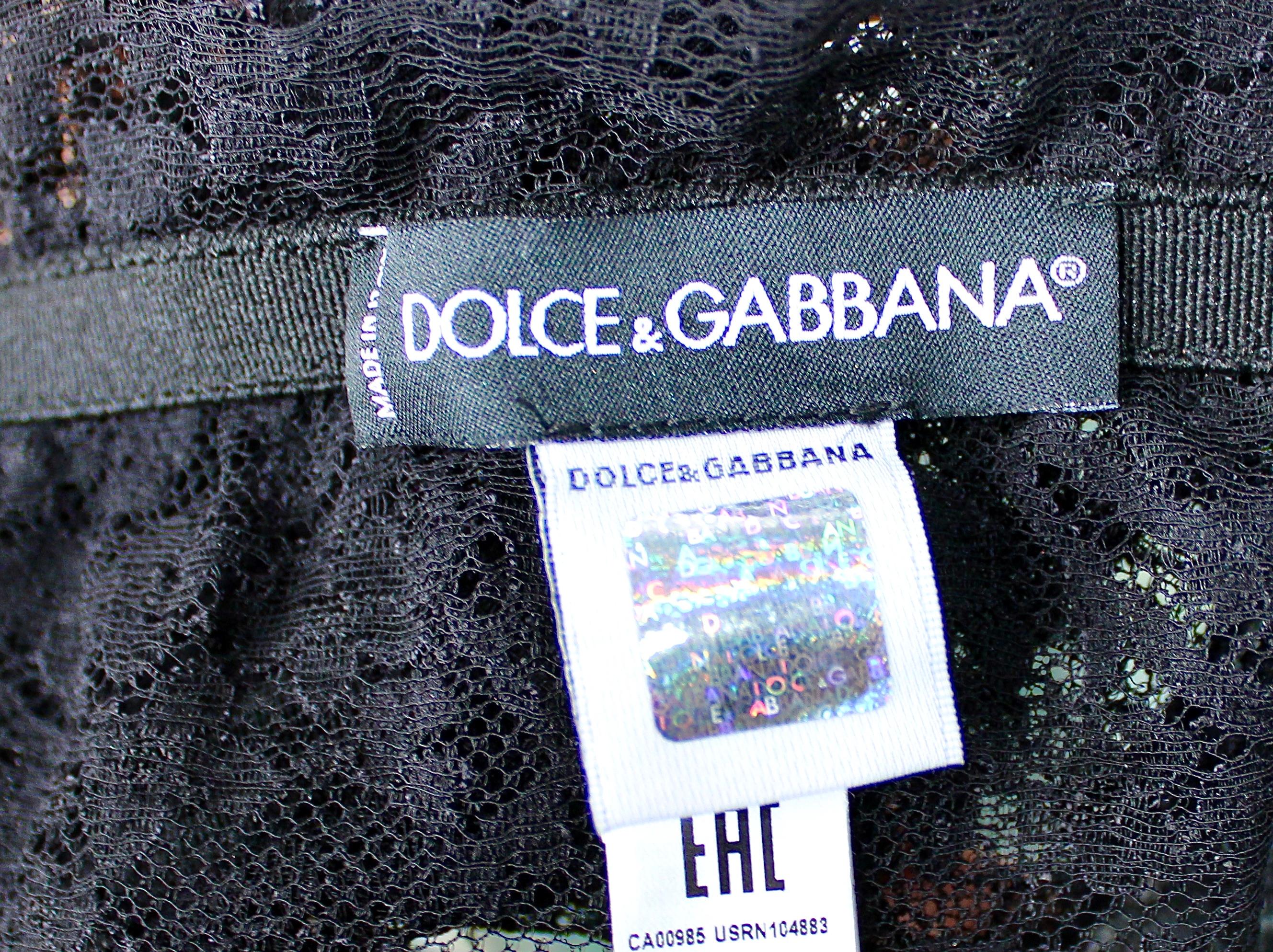 Bralette largo de encaje negro Dolce & Gabbana en venta 4