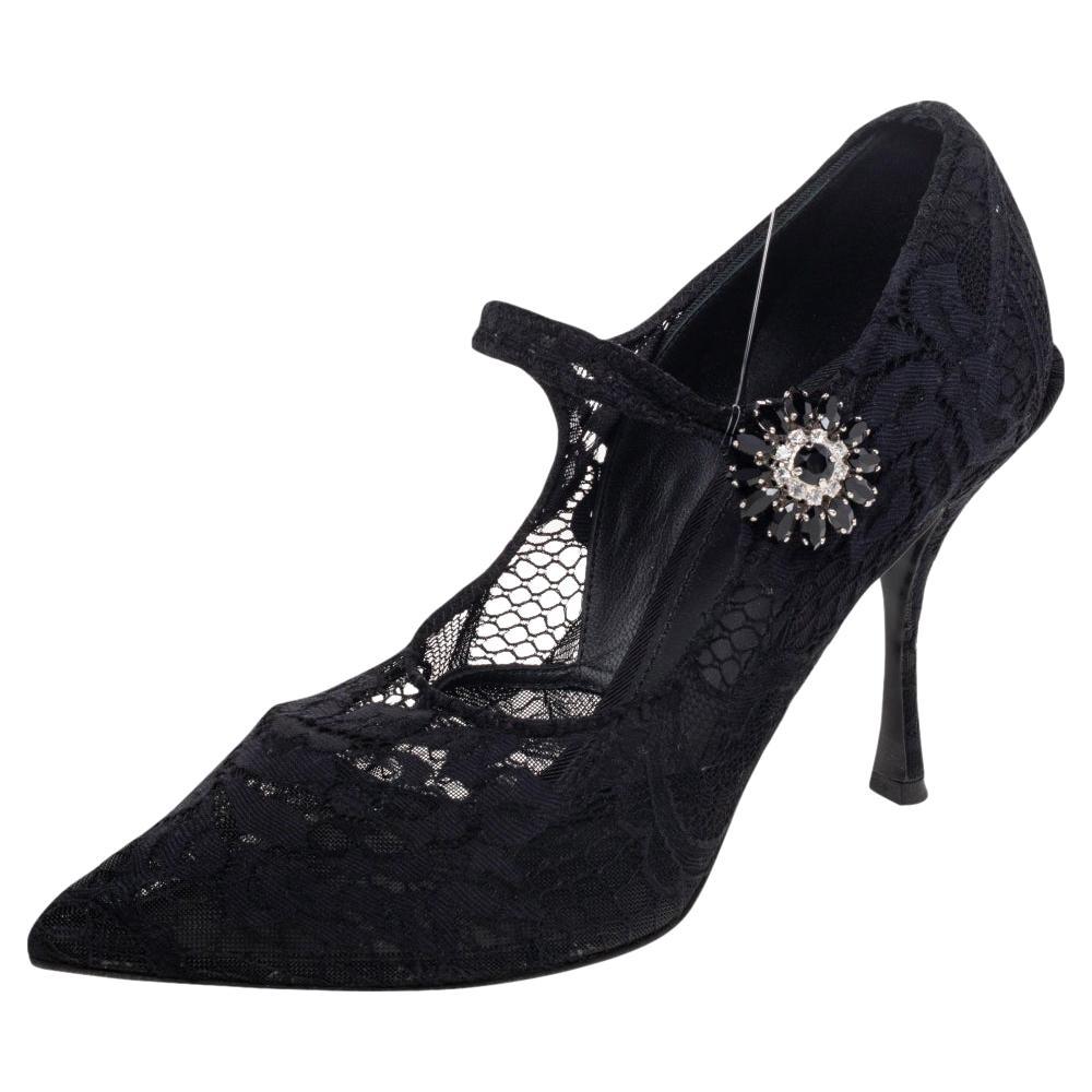 Dolce 
Gabbana Black Lace Mary Jane Pumps Size 39