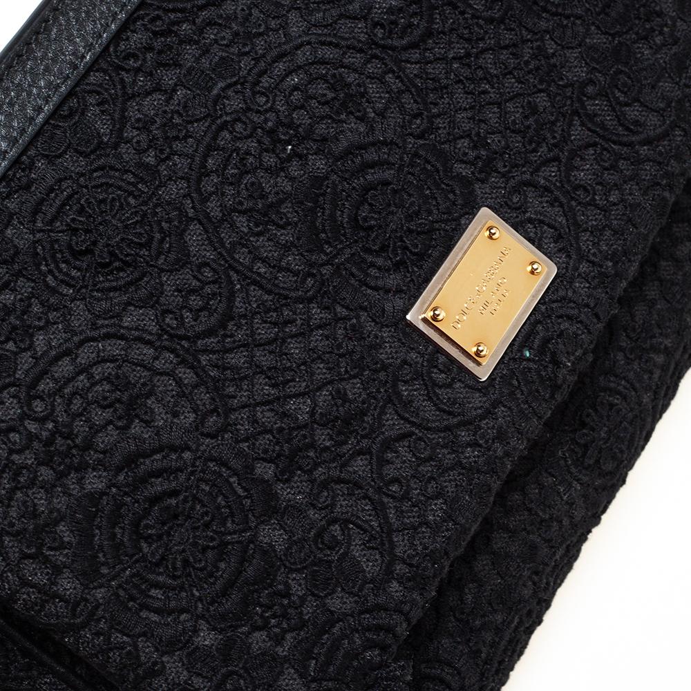 Dolce & Gabbana Black Lace Medium Miss Sicily Top Handle Bag 2