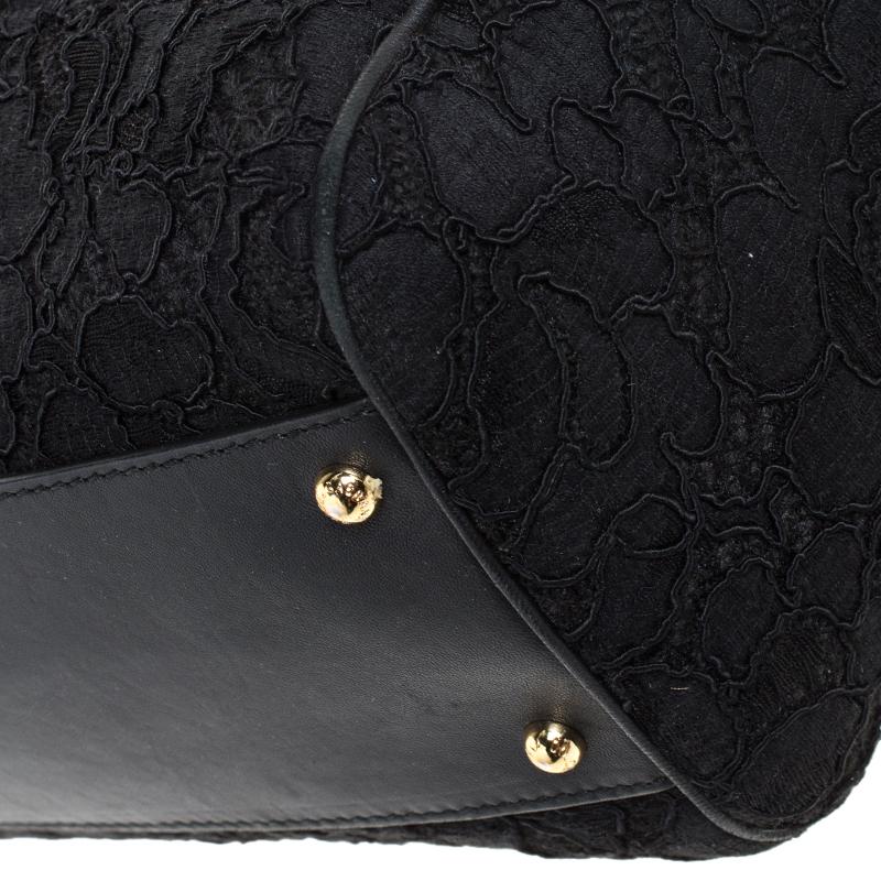 Women's Dolce & Gabbana Black Lace Miss Sicily Top Handle Bag