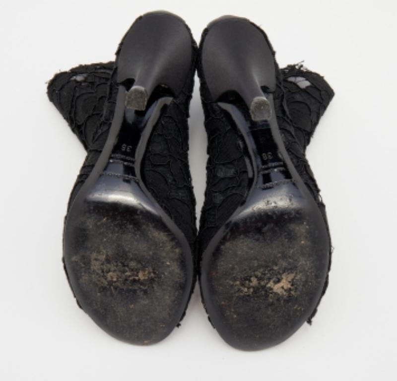 Dolce & Gabbana Black Lace Peep Toe Booties Size 36 For Sale 4