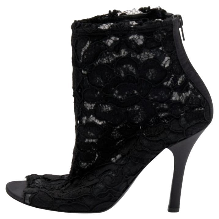Dolce & Gabbana Black Lace Peep Toe Booties Size 36
