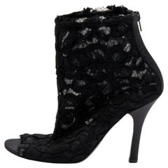 Dolce & Gabbana Black Lace Peep Toe Booties Size 36