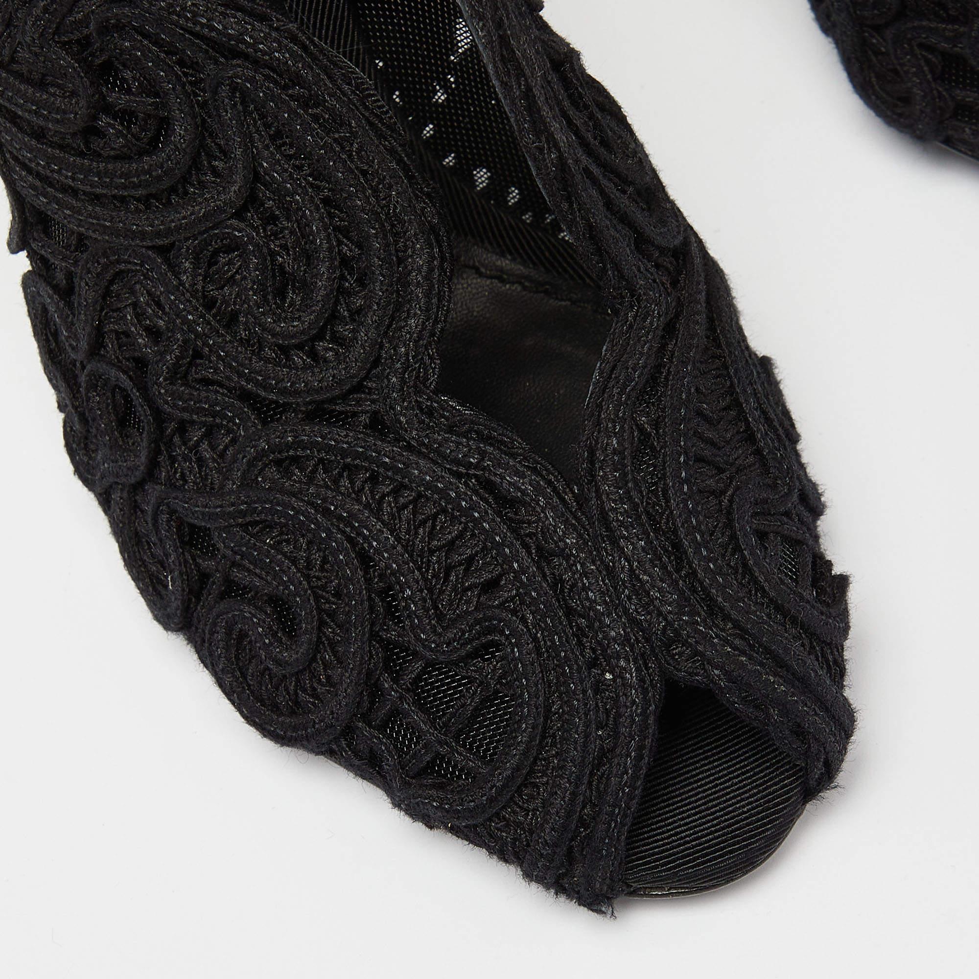 Dolce & Gabbana Black Lace Peep Toe Pumps Size 37 4